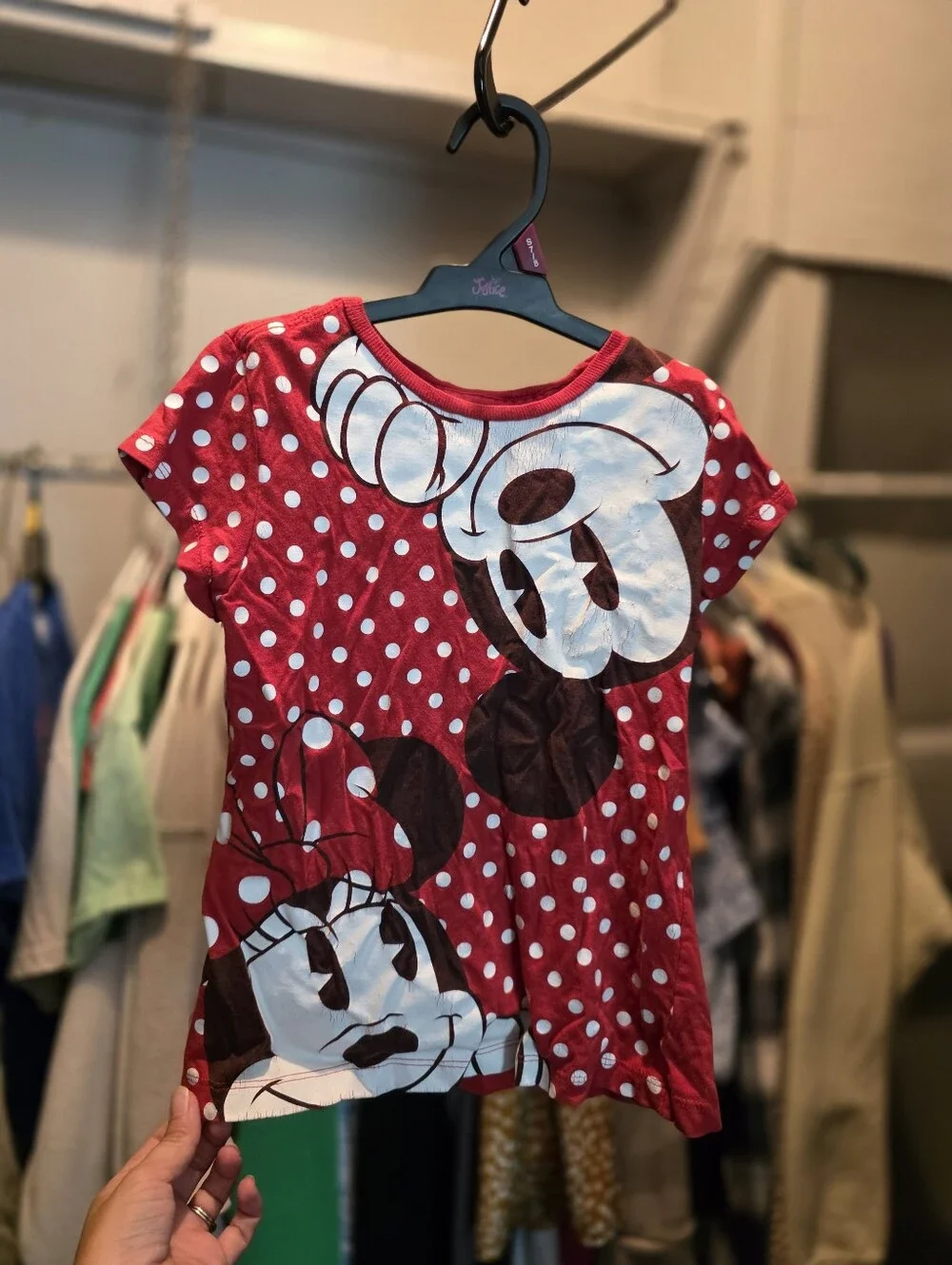 Minnie Mouse Girls Red Polka Dot Graphic T-Shirt
